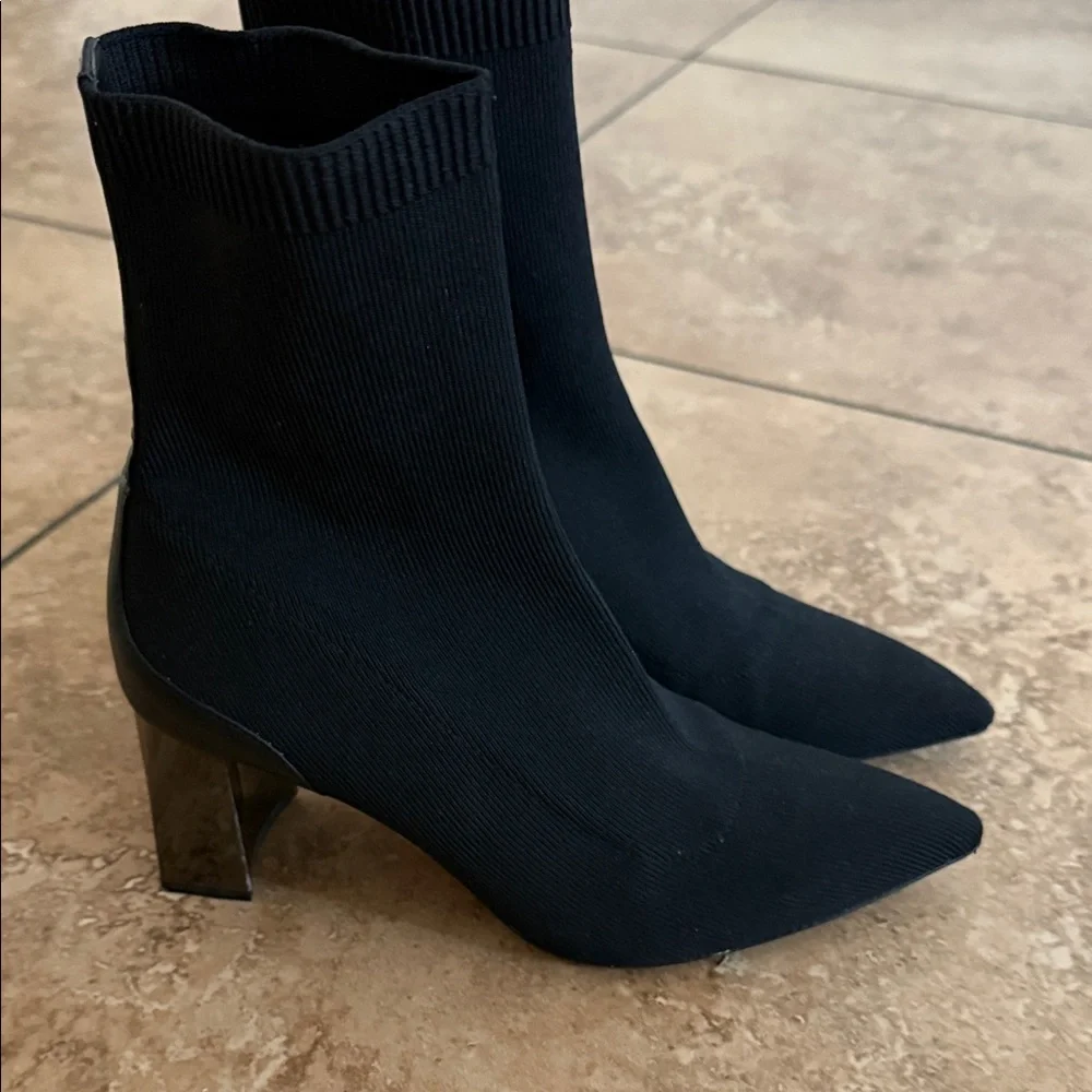 Zara Black Heeled Sock Boots - Picture 4 of 7